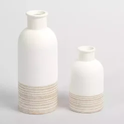 Vases>Kirklands Home Neutral Two-Toned Ceramic Vase, 11 in.