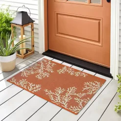 Kirklands Home Coral Indoor/Outdoor Rug, 2x3 Orange Outlet