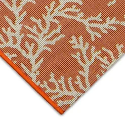 Kirklands Home Coral Indoor/Outdoor Runner, 1x4 Orange New