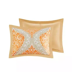 Kirklands Home Orange Damask 5-pc. California King Comforter Set New