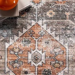 Kirklands Home Orange Distressed Medallion Washable Area Rug, 4x6 Hot