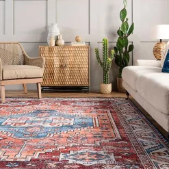 Kirklands Home Orange Faded Medallion Washable Area Rug, 4x6 Online