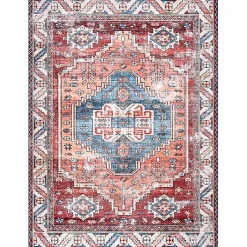 Kirklands Home Orange Faded Medallion Washable Area Rug, 5x8 Outlet