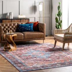 Kirklands Home Orange Medallion Washable Area Rug, 4x6