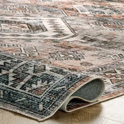 Kirklands Home Orange Tribal Washable Area Rug, 6x9 Outlet