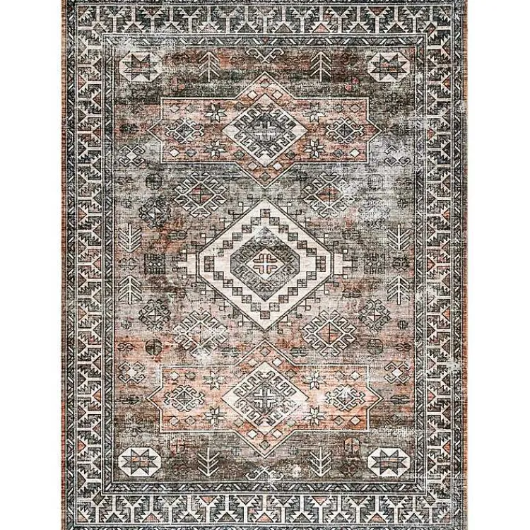Kirklands Home Orange Tribal Washable Area Rug, 8x10 Hot
