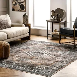 Kirklands Home Orange Tribal Washable Area Rug, 8x10 Hot