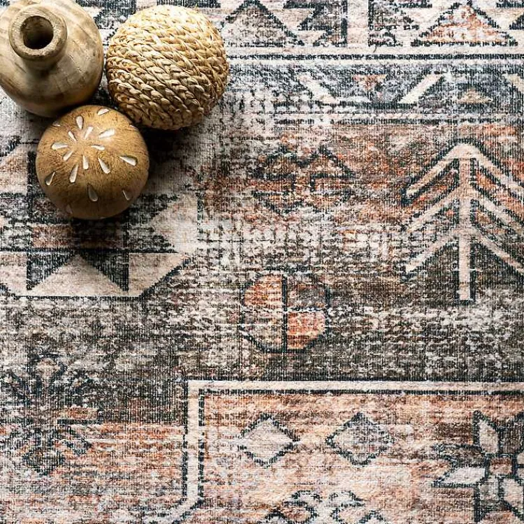 Kirklands Home Orange Tribal Washable Area Rug, 8x10 Hot