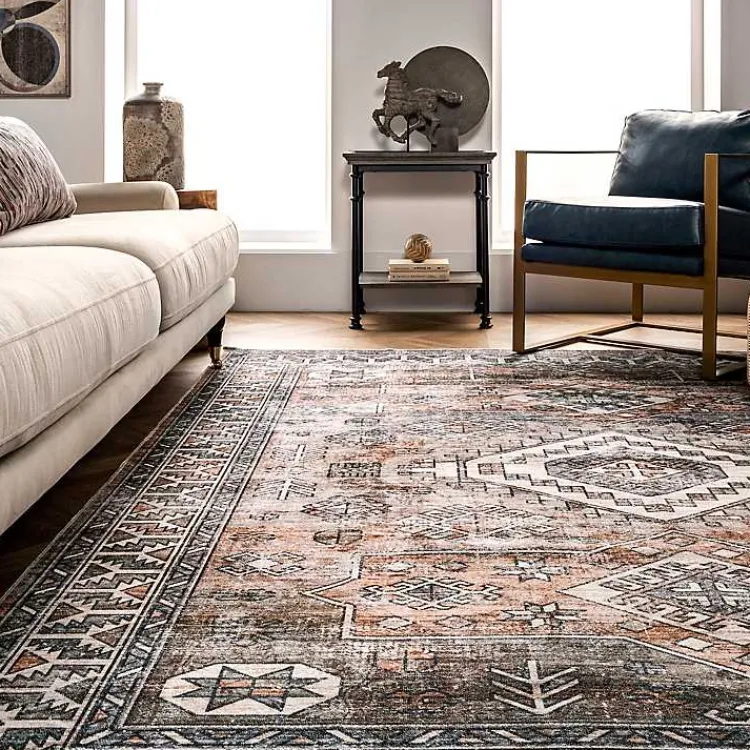 Kirklands Home Orange Tribal Washable Area Rug, 8x10 Hot