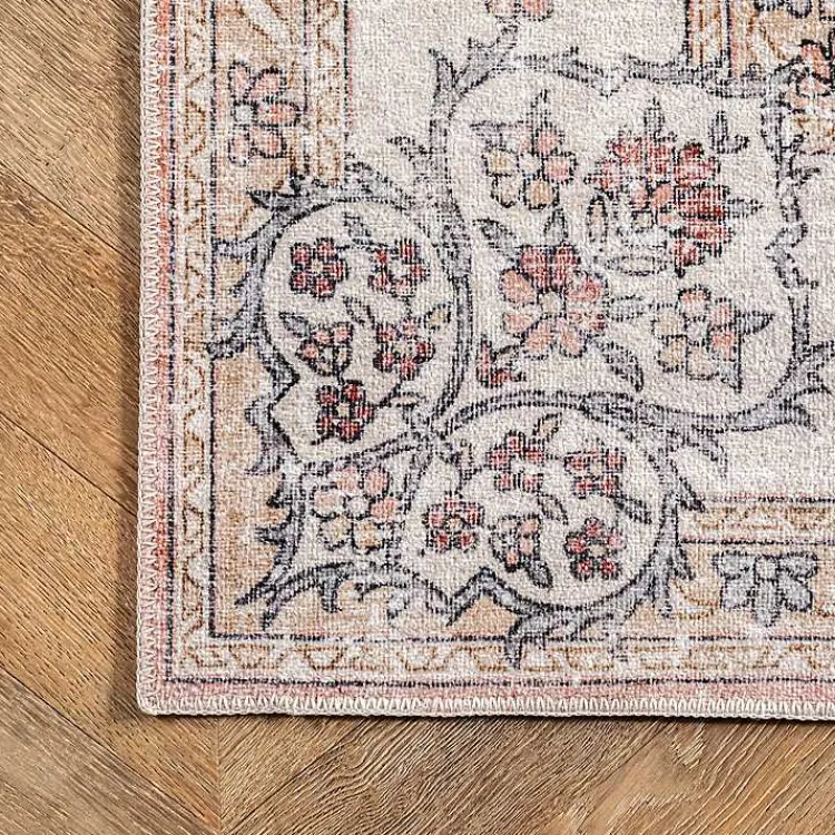 Kirklands Home Vintage Floral Washable Area Rug, 3x5 Orange Sale