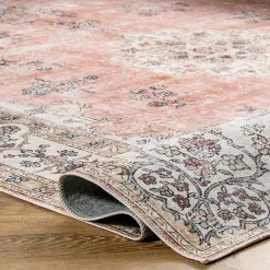 Kirklands Home Orange Vintage Floral Washable Area Rug, 4x6 Best