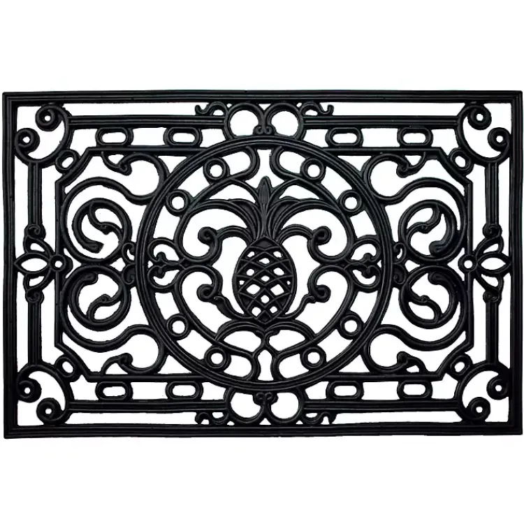 Kirklands Home Ornate Penelope Durable Rubber Doormat, 30x18 in. Black Outlet