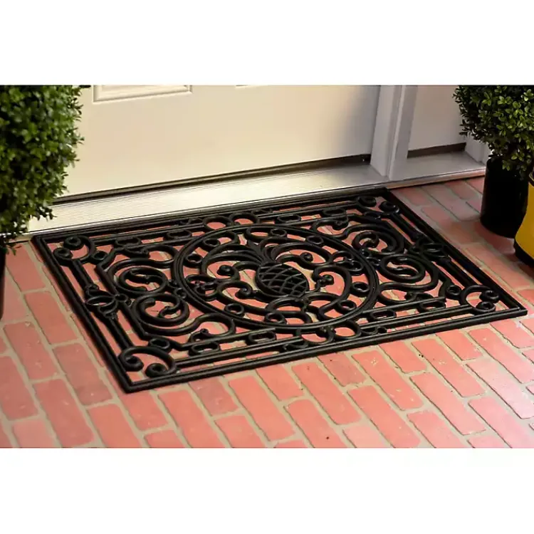 Kirklands Home Ornate Penelope Durable Rubber Doormat, 30x18 in. Black Outlet