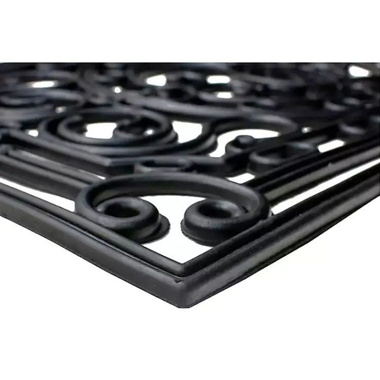Kirklands Home Ornate Penelope Durable Rubber Doormat, 30x18 in. Black Outlet