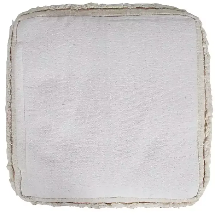 Poufs & Floor Cushions>Kirklands Home Pale Beige Tufted Stripe Cotton Square Pouf Ivory