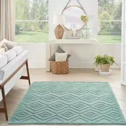 Kirklands Home Pastel Lime Diamond Outdoor Area Rug, 6x9 Green Sale