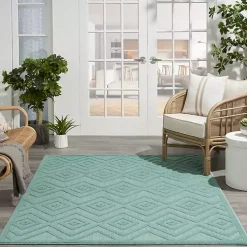 Kirklands Home Pastel Lime Diamond Outdoor Area Rug, 6x9 Green Sale