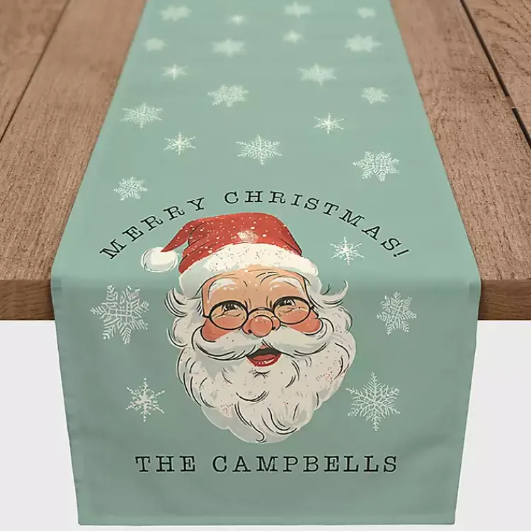 Christmas Dining & Entertaining>Kirklands Home Personalized Retro Santa Table Runner, 90 in. Blue