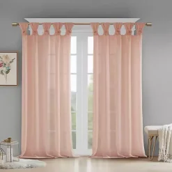 Kirklands Home Rosette Tab Top Curtain Panel, 63 in. Pink Outlet