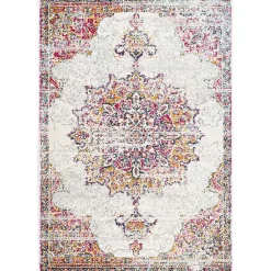 Kirklands Home Pink Vintage Medallion Area Rug, 10x14