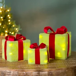 Outdoor Christmas Decorations>Kirklands Home Pre-Lit Green Whimsical Christmas Gift Box, 10 in.