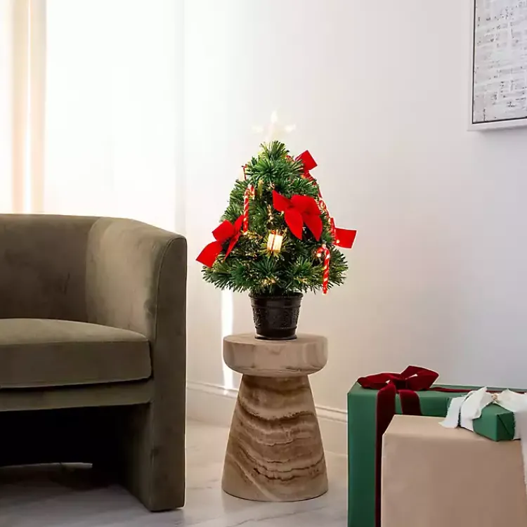 Christmas Arrangements & Garland>Kirklands Home Pre-Lit Red Bow Christmas Tree Arrangement