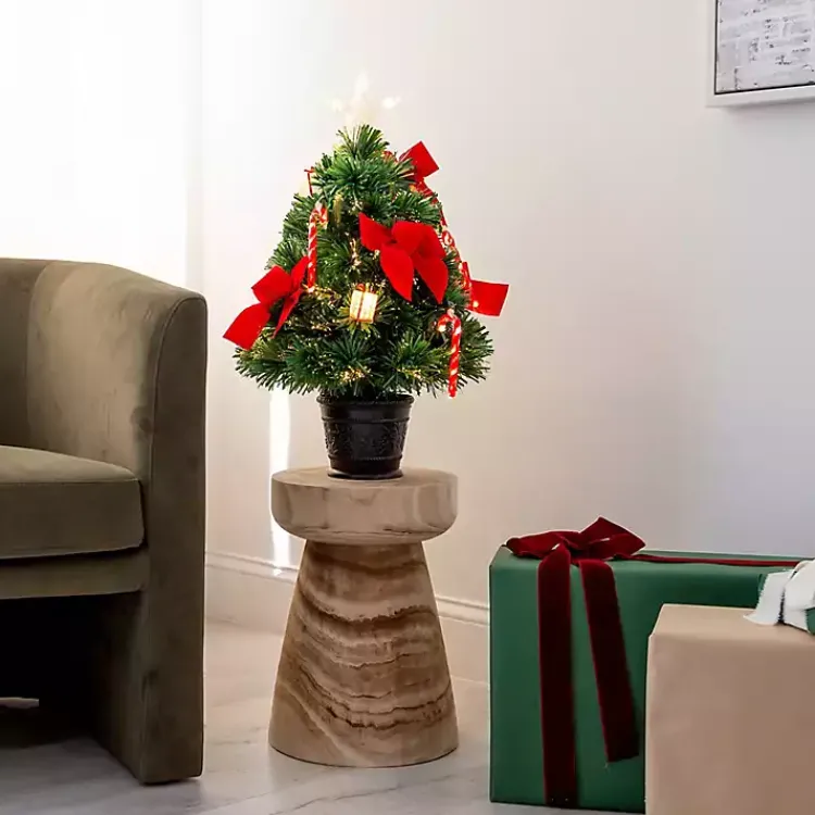 Christmas Arrangements & Garland>Kirklands Home Pre-Lit Red Bow Christmas Tree Arrangement