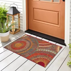 Kirklands Home Red & Blue Circles Indoor/Outdoor Rug, 2x3 Online