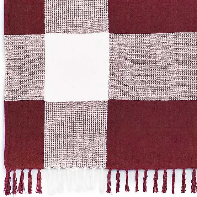 Blankets & Throws>Kirklands Home Red and White Plaid Organic Cotton Throw
