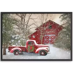 Christmas Art & Wall Decor>Kirklands Home Red Barn Rustic Christmas Framed Wall Art