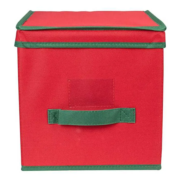 Seasonal Storage>Kirklands Home Red Canvas Label Christmas Ornament Storage Box