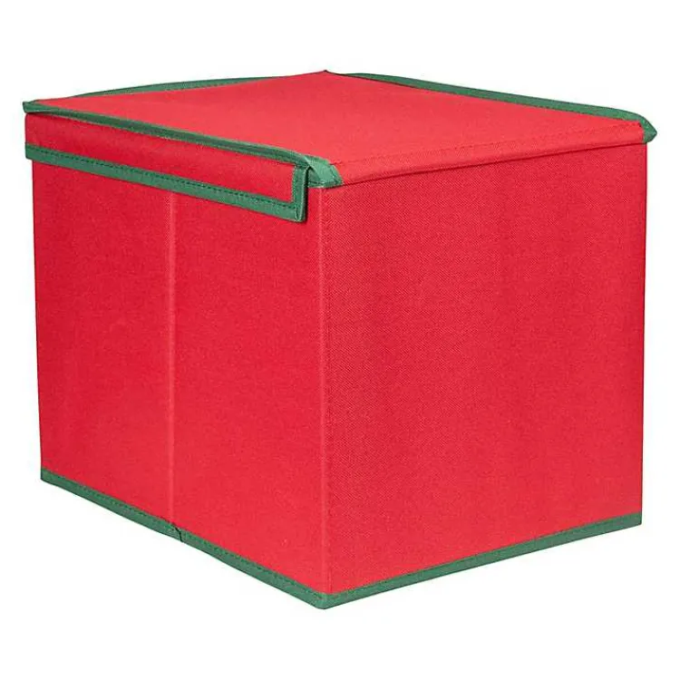 Seasonal Storage>Kirklands Home Red Canvas Label Christmas Ornament Storage Box