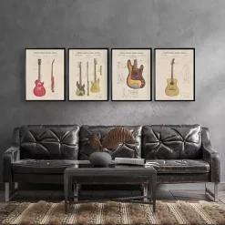 Kirklands Home Red Guitar Patent Framed Art Print Hot
