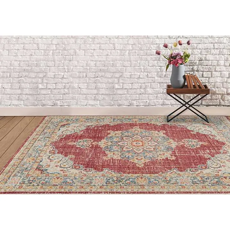 Kirklands Home Vintage Medallion Area Rug, 7x10 Red