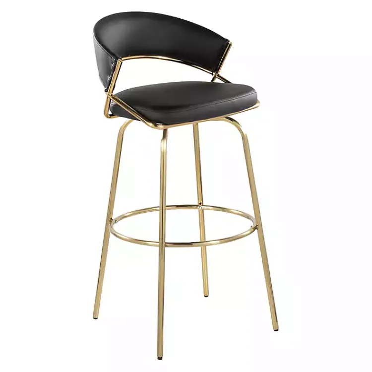 Kirklands Home Remy & Gold Swivel Bar Stools, Set of 2 Black Clearance