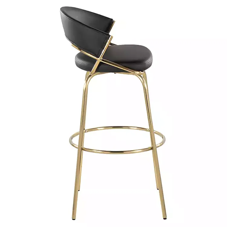 Kirklands Home Remy & Gold Swivel Bar Stools, Set of 2 Black Clearance