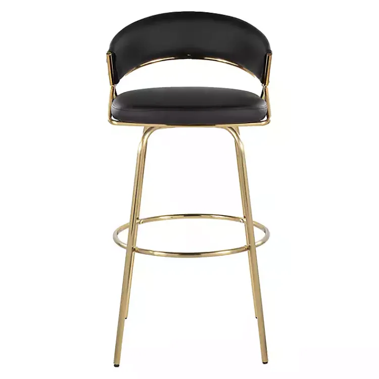 Kirklands Home Remy & Gold Swivel Bar Stools, Set of 2 Black Clearance