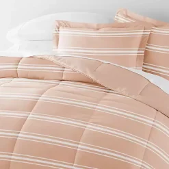 Kirklands Home Rose Striped Reversible 3-pc. King Comforter Set Pink New