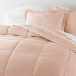 Kirklands Home Rose Striped Reversible 3-pc. King Comforter Set Pink New