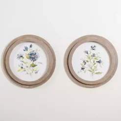 Kirklands Home Round Blue Florals I Framed Art Print Discount