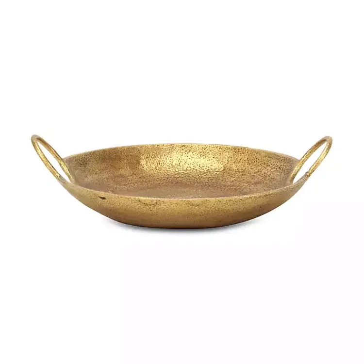 Decorative Bowls & Jars>Kirklands Home Round Cast Iron Dish with Handles Gold