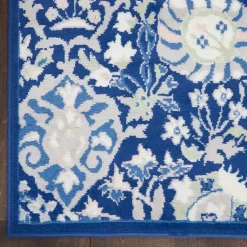 Kirklands Home Royal Blue Floral Motif Area Rug, 5x7 Outlet