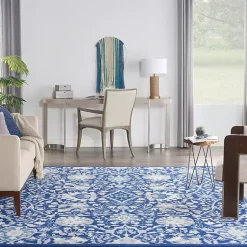 Kirklands Home Royal Blue Floral Motif Area Rug, 7x10 Best