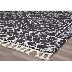 Kirklands Home Sable and White Moon Accent Rug, 2x8 Black Discount