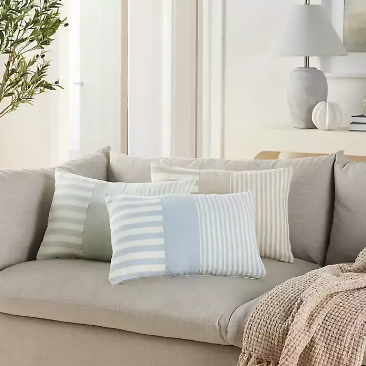 Pillows>Kirklands Home Sage Asymmetrical Stripes Lumbar Pillow Green