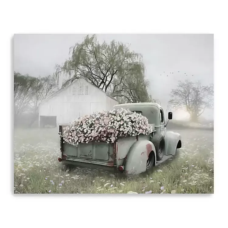 Kirklands Home Sage Flower Truck Canvas Art Print, 30x24 in. Discount