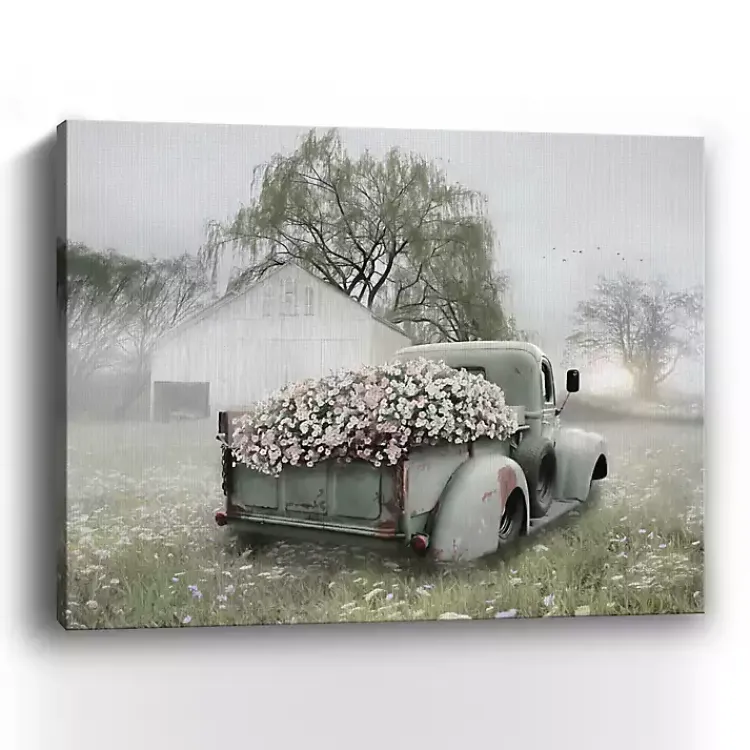 Kirklands Home Sage Flower Truck Canvas Art Print, 30x24 in. Discount