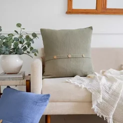 Pillows>Kirklands Home Sage Buttoned Throw Pillow Green