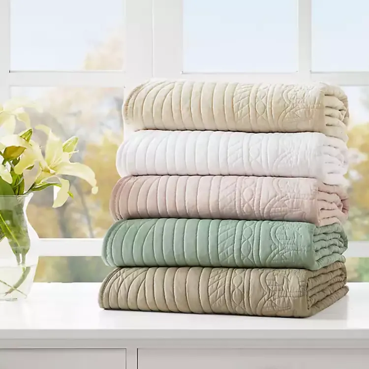 Blankets & Throws>Kirklands Home Sage Oversized Quilted Scalloped Edge Throw Green