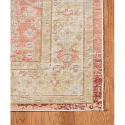 Kirklands Home Salmon Vintage Border Area Rug, 5x7 Pink